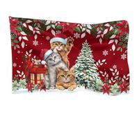 Bandiere Da Esterno Cute Cats And Christmas Tree Decorative Flag Robuste Bandiere Da Giardino Resistente Alle Intemperie Bandiera Pirata For Soggiorno Eventi Sportivi Giardino 90x150cm