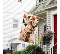 Bandiere da giardino 3 x 5 Ft 200d Heavy Welcome Banner con occhielli in ottone decorazione banner bandiera esterna giraffa in piedi tra i fiori bandiere da cortile per tutte le stagioni bandiera