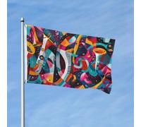 Bandiere da giardino 3 x 5 per esterni, bandiera astratta jazz strumentale a doppia faccia per camera da letto interna, bandiere leggere da cortile e bandiere per barche per decorazioni esterne con