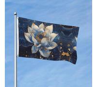 Bandiere da giardino 3 x 5 per esterni, bandiera blu Golden Dream Lotus a doppia faccia per camera da letto interna, bandiere leggere da cortile e bandiere per barche per decorazioni esterne con
