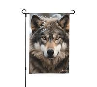 Bandiere da giardino 30 × 45 CM bandiere di benvenuto verticali Lmage of wolf in the snow Flas Double Sided Garden Yard Flag Outdoor Decorative Banner per tutte le stagioni Holiday Yard Fattoria