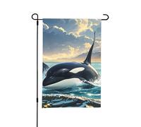 Bandiere da giardino 30 × 45 CM bandiere di benvenuto verticali orca killer balena flas bandiera da giardino su entrambi i lati banner decorativi esterni per tutte le stagioni cortile fattoria