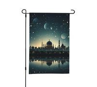 Bandiere da giardino 30 × 45 cm bandiere di benvenuto verticali Una moschea con luna e stelle Flas Bandiera da giardino su entrambi i lati Banner decorativi per tutte le stagioni Holiday Yard Fattoria