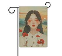 Bandiere da giardino 30,5 x 45,7 cm, double face, in iuta, con donne e bacche rosse, bandiere da cortile, bandiera di benvenuto, cartello da spiaggia, bandiere decorative per tutte le stagioni