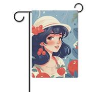 Bandiere da giardino 30,5 x 45,7 cm, double face, in iuta, con donne e bacche rosse, bandiere da cortile, bandiera di benvenuto, cartello da spiaggia, bandiere decorative per tutte le stagioni