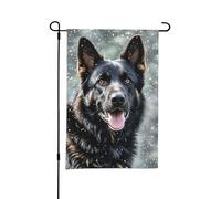 Bandiere da giardino 30,5 x 45,7 cm, double face, verticale, bandiera invernale nera per cani da pastore tedesco, per esterni, decorazione per feste e cortili