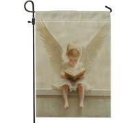 Bandiere da giardino 3D Little Angel Baby con ali 30,5 x 45,7 cm, double face, per esterni, motivo divertente per bambini, bandiera per casa, piccola bandiera da giardino all'aperto