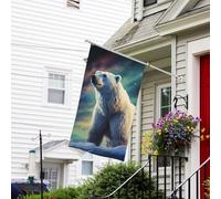 Bandiere da giardino 3x5 Ft 200d Heavy Welcome Banner con occhielli in ottone Decorazione Banner Bandiera Esterna Aurora boreale Orso Polare Yard Bandiere per tutte le stagioni Bandiera Decorazione