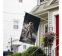 Bandiere da giardino 3x5 Ft 200d Heavy Welcome Banner con occhielli in ottone Decorazione Banner Bandiera Esterna Astronauta Atterraggio sulla Luna Yard Bandiere per tutte le stagioni Bandiera