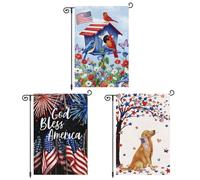 Bandiere Da Giardino 4Th Of July 3 Set Golden Retriever Cardinal Birds Patriotic Fireworks Memorial Independence Day Bandieradacortile Premium Bandiera Intemperie Pride Flag Per Bar 30X45Cm