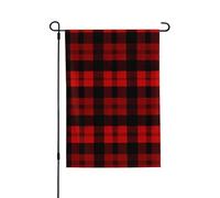 Bandiere da giardino, 71 x 101 cm, bandiera da giardino invernale verticale su entrambi i lati, piccola bandiera decorativa scozzese rossa e nera, bandiera da giardino per tutte le stagioni