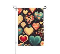 Bandiere da giardino, 71 x 101 cm, bandiera verticale da giardino invernale a doppia faccia, piccola bandiera decorativa a forma di cuore schiacciato fiore da giardino bandiera per esterni per tutte