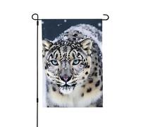 Bandiere da giardino, 71 x 101 cm, bandiera verticale da giardino invernale, piccola bandiera decorativa con occhi azzurri leopardo delle nevi, bandiera da giardino per tutte le stagioni, decorazione
