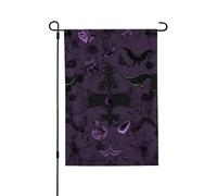 Bandiere da giardino, 71 x 101 cm, bandiera verticale da giardino invernale su entrambi i lati, piccola bandiera decorativa viola nera gotica spettrale da giardino bandiera all'aperto per tutte le