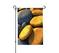 Bandiere da giardino, 71 x 101 cm, bandiera verticale da giardino invernale su entrambi i lati, piccola bandiera decorativa con ciottoli gialli, bandiera da giardino per tutte le stagioni, decorazione