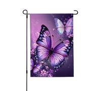 Bandiere da giardino, 71 x 101 cm, bandiera verticale da giardino invernale su entrambi i lati, piccola bandiera decorativa, bella farfalla viola, bandiera da giardino per esterni, per tutte le