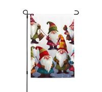 Bandiere da giardino, 71 x 101 cm, bandiera verticale da giardino invernale su entrambi i lati, piccola bandiera decorativa natalizia divertente con gnomi da giardino, bandiera per esterni, per tutte