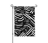 Bandiere da giardino, 71 x 101 cm, bandiera verticale da giardino invernale su entrambi i lati, piccola bandiera decorativa con linee bianche e nere, bandiera da giardino per tutte le stagioni
