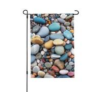 Bandiere da giardino, 71 x 101 cm, bandiera verticale da giardino invernale su entrambi i lati, piccola bandiera decorativa da spiaggia con ciottoli colorati, bandiera da giardino per tutte le