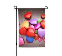 Bandiere da giardino, 71 x 101 cm, bandiera verticale da giardino invernale su entrambi i lati, piccola bandiera decorativa con cuori d'amore, bandiera da giardino per tutte le stagioni, decorazione