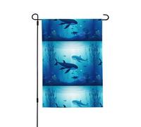 Bandiere da giardino, 71 x 101 cm, bandiera verticale da giardino invernale su entrambi i lati, piccola bandiera decorativa con balene sotto il mare, bandiera da giardino per tutte le stagioni