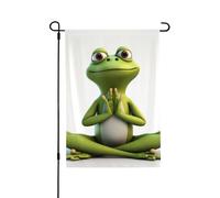 Bandiere da giardino, 71 x 101 cm, bandiera verticale da giardino invernale su entrambi i lati, piccola bandiera decorativa La divertente rana che fa yoga, bandiera da giardino per tutte le stagioni