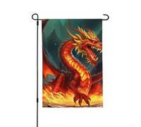 Bandiere da giardino, 71 x 101 cm, bandiera verticale da giardino invernale su entrambi i lati, piccola bandiera decorativa drago re nel fuoco, bandiera da giardino per tutte le stagioni, decorazione