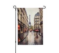 Bandiere da giardino, 71 x 101 cm, bandiera verticale da giardino invernale su entrambi i lati, piccola bandiera decorativa per strada piovosa a Parigi, bandiera da giardino per tutte le stagioni