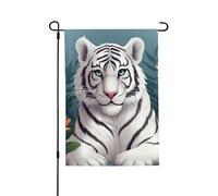 Bandiere da giardino, 71 x 101 cm, bandiera verticale da giardino invernale su entrambi i lati, piccola bandiera decorativa carina tigre bianca bandiera da giardino bandiera da esterno per tutte le