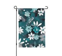 Bandiere da giardino, 71 x 101 cm, bandiera verticale da giardino invernale su entrambi i lati, piccola bandiera decorativa color foglia di tè grigio e bianco, bandiera floreale da giardino per tutte