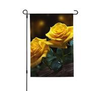 Bandiere da giardino, 71 x 101 cm, bandiera verticale da giardino invernale su entrambi i lati, piccola bandiera decorativa con belle rose gialle, bandiera da giardino per tutte le stagioni