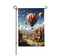 Bandiere da giardino 71 x 101 cm verticale su entrambi i lati bandiera da cortile mongolfiera che vola sopra il tetto Bandiera da giardino Estiva Fattoria Bandiere di benvenuto per decorazioni esterne
