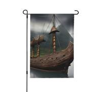 Bandiere da giardino a doppia faccia con barca Vikings, decorazione stagionale per tutte le stagioni per la decorazione del portico anteriore del cortile