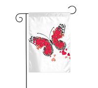 Bandiere da giardino a doppia faccia con farfalla e cuore rosso, stampa di San Valentino, 30,5 x 45,7 cm, decorazione per anniversari, matrimoni, vacanze, cortile, esterni, esterni