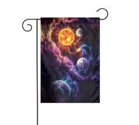 Bandiere da giardino a doppia faccia con stampa del pianeta, decorazione esterna esterna esterna del cortile di nozze di nozze di 12 × 18in