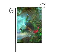 Bandiere da giardino a doppia faccia con stampa di pavone, 12 × 18in decorazione esterna esterna per anniversario di nozze