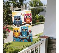Bandiere da giardino a doppia faccia da 0,9 x 0,9 m Banner per esterni/interni Brezza Bandiere Gufi sui rami degli alberi Banner da cortile di benvenuto per giardino Casa vacanze Decorazione da