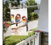 Bandiere da giardino a doppia faccia da 0,9 x 0,9 m Banner per esterni/interni Brezza Bandiere uccelli che riposano sul ramo di un albero Banner per giardino Casa Vacanze Decorazione da giardino