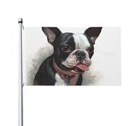 Bandiere da giardino a doppia faccia da 0,9 x 1,5 m bandiera da cortile esterno/interno bandiera brezza Boston Terrier Benvenuto Yard Banner per giardino Casa vacanze Decorazione per la casa Bandiera