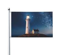 Bandiere da giardino a doppia faccia da 0,9 x 1,5 m, bandiera per esterni/interni, bandiera della brezza, faro sotto cielo stellato, banner per giardino, casa, vacanze, decorazione per la casa
