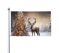 Bandiere da giardino a doppia faccia da 0,9 x 1,5 m, bandiera per esterni, interni, brezza, albero di Natale e renna, striscioni di benvenuto per giardino, casa, vacanze, decorazione per la casa