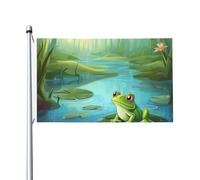 Bandiere da giardino a doppia faccia da 0,9 x 1,5 m, bandiera per esterni/interni Brezza bandiera rana in uno stagno Benvenuto Yard Banner per giardino Casa Vacanze Decorazione per la casa Bandiera da