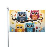 Bandiere da giardino a doppia faccia da 0,9 x 1,5 m, bandiera per esterni/interni Brezza Gufi sui rami degli alberi Banner da cortile di benvenuto per giardino, casa, vacanze, decorazione per la casa
