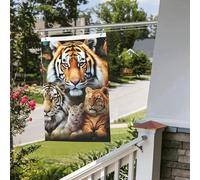Bandiere da giardino a doppia faccia da 2 x 3 m, bandiere per esterni/interni Brezza bandiere leone tigre leopardo e farfalla banner da cortile di benvenuto per giardino casa vacanza decorazione casa