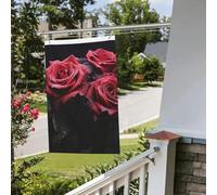 Bandiere da giardino a doppia faccia da 2 x 3 m, bandiere per esterni/interni Brezza bandiere rosa rossa e foglie nere banner da cortile di benvenuto per giardino, casa, vacanze, decorazione per la