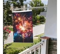 Bandiere da giardino a doppia faccia da 2 x 3 m Banner per esterni/interni Brezza Bandiere esplosione Fuochi d'artificio Benvenuto Yard Banner per giardino Casa Vacanze Decorazione Casa Bandiera da