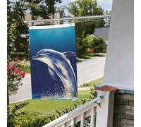Bandiere da giardino a doppia faccia da 2 x 3 m Banner per esterni/interni Brezza bandiere glitter delfino benvenuto banner per giardino casa vacanza decorazione casa bandiera giardino