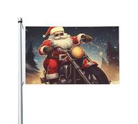 Bandiere da giardino a doppia faccia da 3 x 1,5 m bandiera da cortile esterno/interno bandiera brezza Babbo Natale motociclista equitazione banner per giardino casa vacanza decorazione giardino