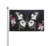 Bandiere da giardino a doppia faccia da 3 x 1,5 m bandiera da cortile esterno/interno bandiera brezza nera bianca farfalla benvenuto banner per giardino casa vacanza decorazione casa bandiera giardino