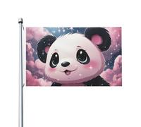 Bandiere da giardino a doppia faccia da 3 x 1,5 m bandiera da cortile esterno/interno bandiera brezza panda rosa benvenuto banner per giardino casa vacanza decorazione giardino bandiera